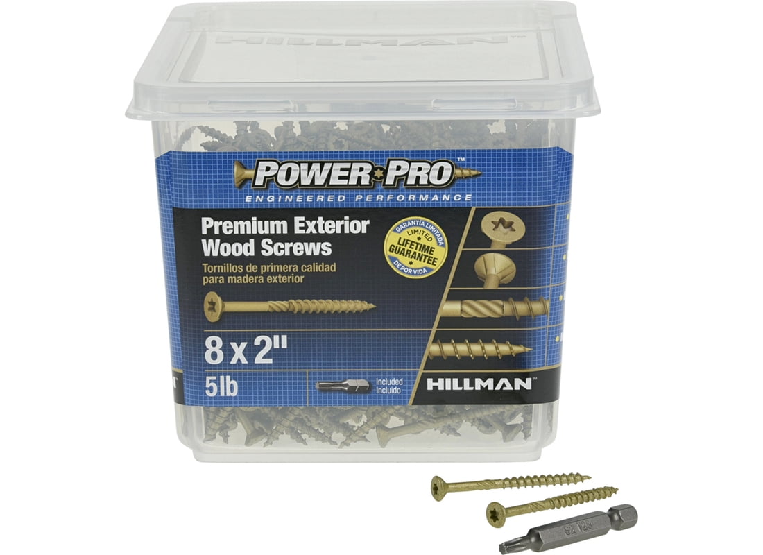 Hillman Fasteners 195996 2 in. x 8 Power Pro Ceramic Exterior Screws - Bronze, 5 lbs
