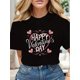 thumbnail image 1 of Happy Valentine's Day Heart Casual Shirt Cotton Crew Neck Slight Stretch Perfect For Summer - Soft Breathable Casual Wear For Women, 1 of 5