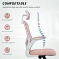 thumbnail image 3 of Pink Ergonomic Mesh Office Chair with Adjustable Headrest & Lumbar Support - Ideal for Home Office, Dorm & Desk Work - 4D Support & Flip-Up Armrests, 3 of 7