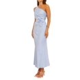 thumbnail image 2 of Women One Shoulder Long Dress 3D Flower Sleeveless Waist Out Out Cocktail Summer Party Bodycon Dresses Blue M, 2 of 8