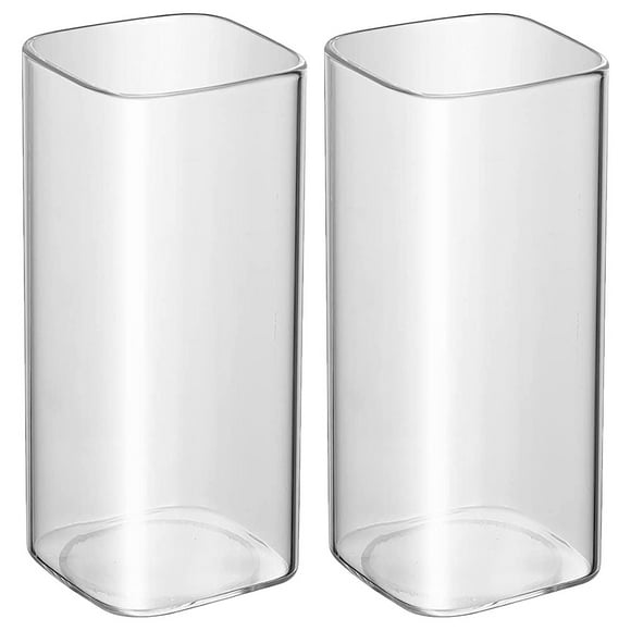 2pcs Square Drinking Glasses Glass Cups Household Glassware Clear Glasses for Milk Water Tea Coffee