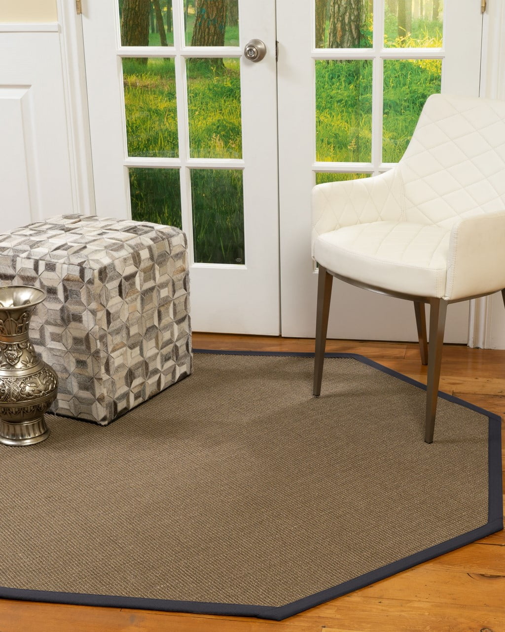 Natural Area Rugs Dalton Custom Sisal Rug, 8', Octagon Midnight Blue