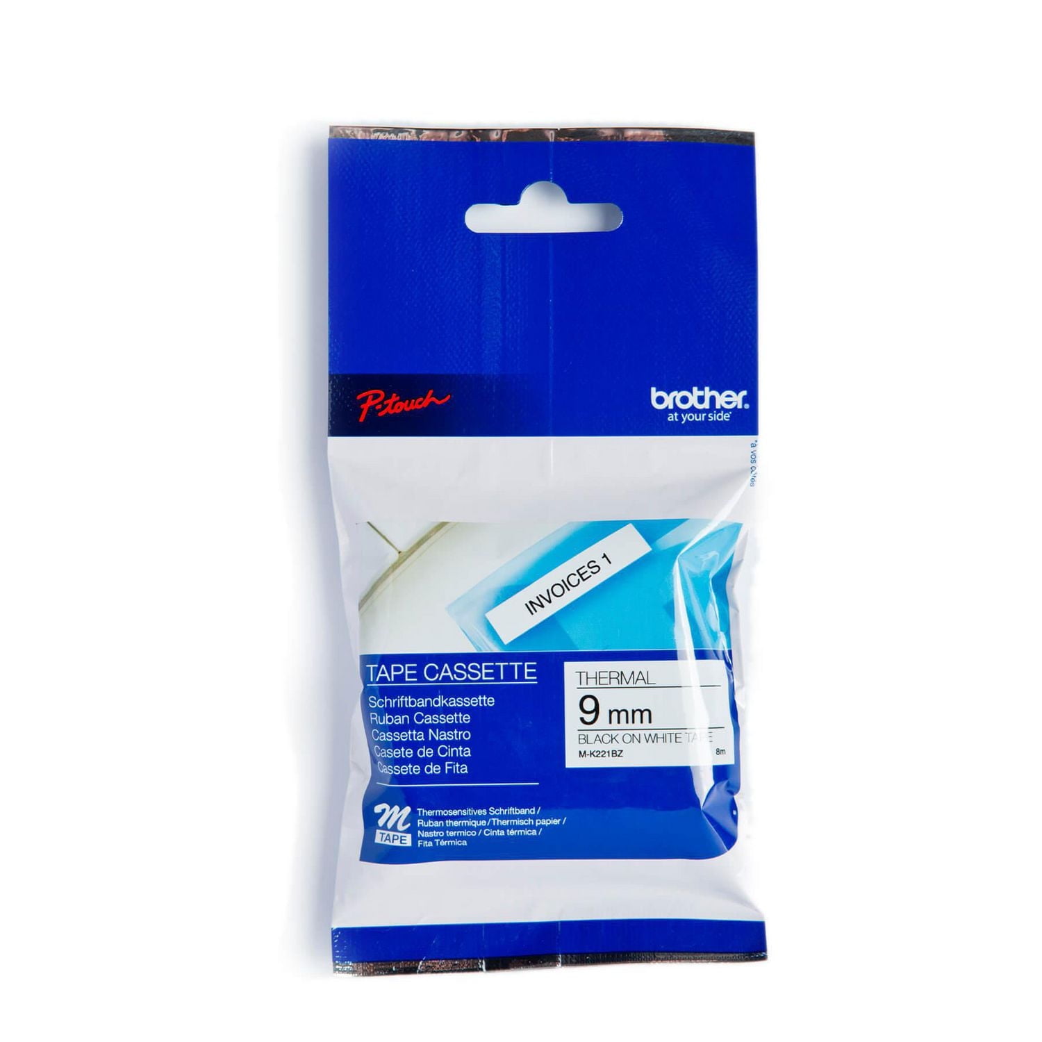 Brother MK221 Black on White 9 mm Tape for P-touch, 8 m