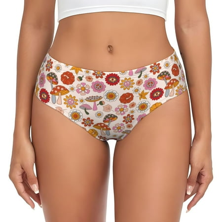 Womens Underwear - Fall 70s Groovy Hippie No Show Seamless Underwear for Women  Soft Comfort Stretch Women s Panties  Hipster Ladies Panties Bikini Underwear Briefs