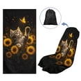 thumbnail image 5 of Xixirimido Car Seat Towel Covers Athletic Running Towel Sweat Car Front Seat Protector Non Slip Cover for Outdoor Sport Activities Washable, Cat Butterfly Sunflower, 2 Pack, 5 of 8