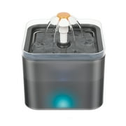 Cat Dog Water Fountain with Adapter, 67oz/2L Ultra Silent Cat Fountain, Automatic Square Drinking Fountain for Cats Dogs Birds Gray