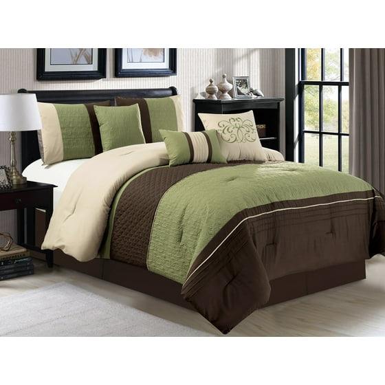 7-Pc Clamshell Trellis Scroll Embossed Pleated Striped Comforter Set ...