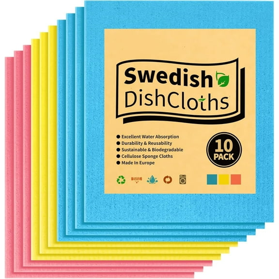 Swedish Dishcloths,10 Pack Multicolor Kitchen Cloths,Absorbent Dish Towels for Kitchen,Multipurpose Cellulose Sponge Cloths,Reusable Washable Towels for Home & Kitchen