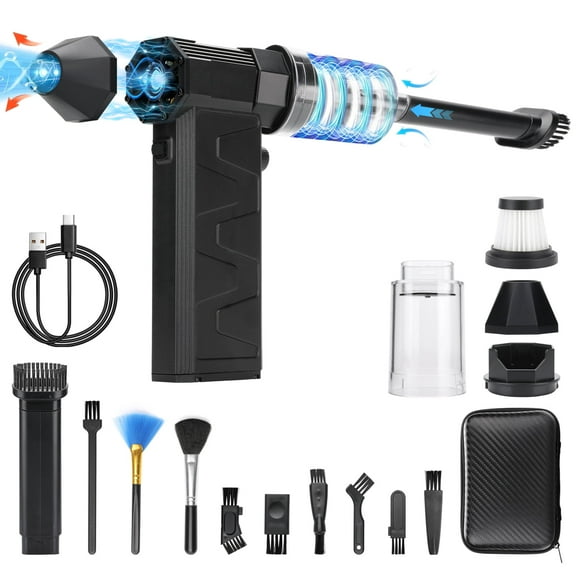 2-in-1 Cordless Air Duster & Vacuum Cleaner - 180,000 RPM Adjustable Speed Portable Dust Blower for Keyboard, Camera, Home & Office Use