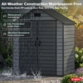 thumbnail image 4 of ZYJOYY Resin Outdoor Storage Shed 6' x 4.4', Plastic Storage Shed with Floor & Window for Backyard, Garden Tools, Lawn Mower & Outdoor Storage,Dark Grey, 4 of 9