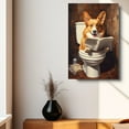 thumbnail image 4 of Pembroke Welsh Corgi Dog Canvas Wall Art for Bedroom Living Room Home Decor,Funny Dog Canvas Sitting on The Toilet Animal Pattern Office Artworks, modern wall decor, Ready to Hang, 4 of 6