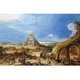 thumbnail image 4 of Hendrick III Van Cleve 24x17 Black Modern Wood Framed Wall Art Titled - The Building of The Tower of Babel, 4 of 6