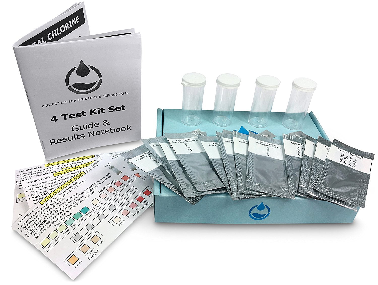 4Pack Water Testing Kits Perfect For Students, Classrooms, Science