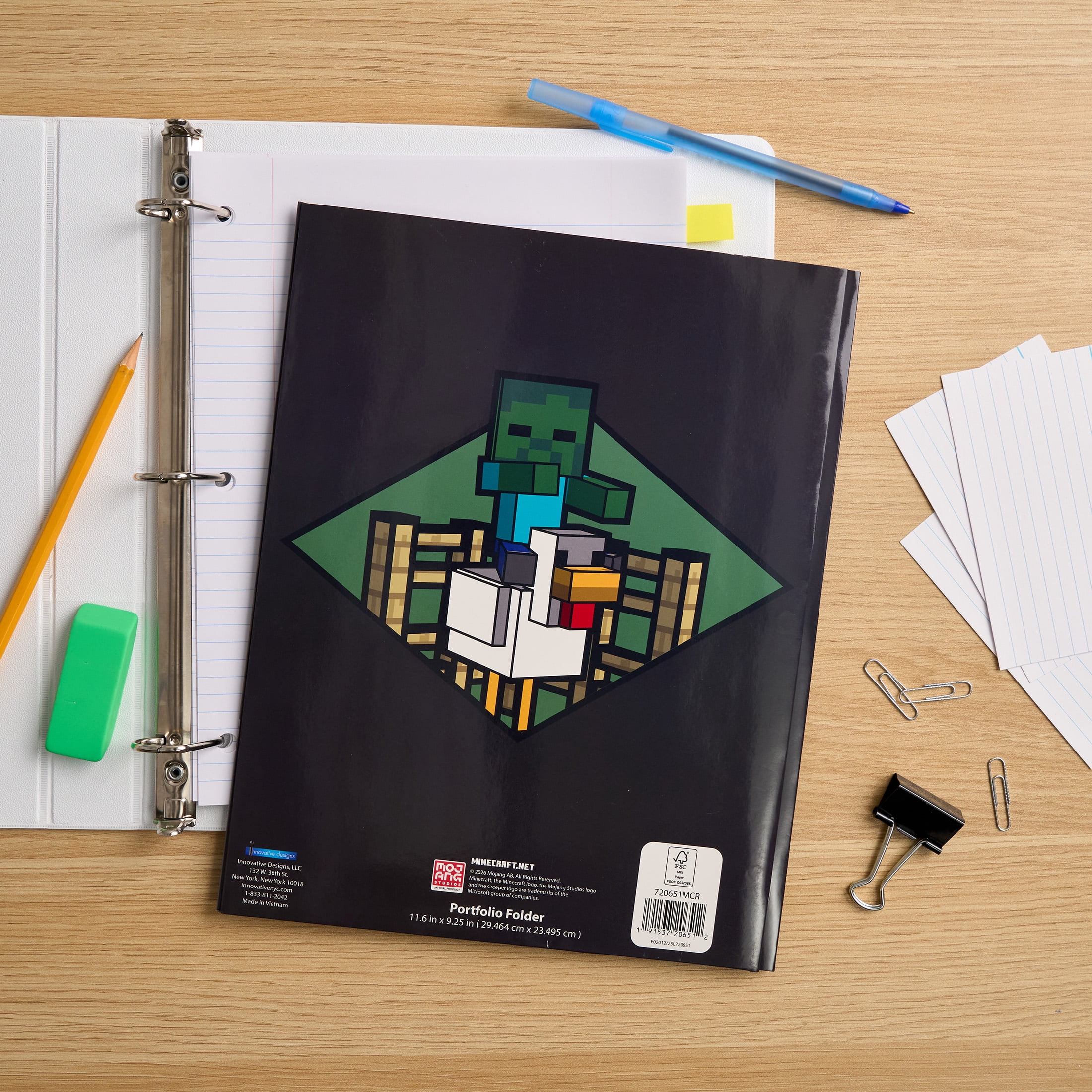 Minecraft Letter Size Paper 2-Pocket Folder with Prongs, Multi-Color