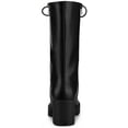 thumbnail image 2 of BLISSFUL STEP Women's Lace Up Platform Block Heel Mid Calf Combat Boots Black 9.5, 2 of 7