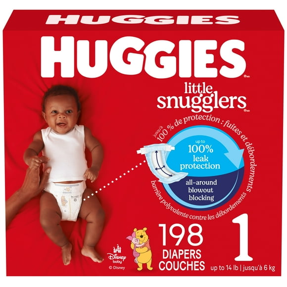 Huggies Little Snugglers Baby Diapers, Econo Pack, Size 1, Count 198