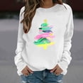 thumbnail image 5 of Bzhegqhd Women's Christmas Graphic Pullover Tees Long Sleeve Fleece Lined Sweatshirt Loose Fit Casual Streetwear Top Warm Winter Holiday Print Fall Fashion Cozy Outerwear, 5 of 6