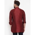 thumbnail image 4 of eloria Men's Indian Traditional Maroon Solid Straight Kurta, 4 of 7