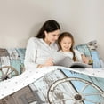 thumbnail image 4 of Feelyou Rustic Cabin Teens Bedding Comforter Set 7pcs, Blue Green Wooden Plank Queen Bedding Sets, Southwestern Style Reversible Queen Sheet Sets, Super Cozy Room Decor, 4 of 8