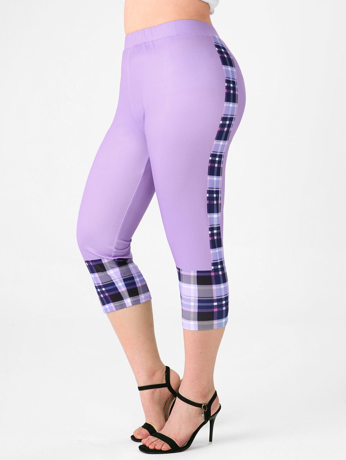 High Waist Capri Leggings Light Purple 