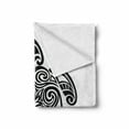 thumbnail image 2 of Black and White Soft Flannel Fleece Blanket, Monochrome Turtle with Blooming Lotus and Swirls Maori Culture Motifs, Cozy Plush for Indoor and Outdoor Use, 50" x 70", Black and White, by Ambesonne, 2 of 6