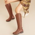thumbnail image 5 of LOVE STEETLY Women's Knee High Low Heel Riding Boots, Side Zipper Round Toe Faux Leather Casual Comfort Versatile Boot, 5 of 6