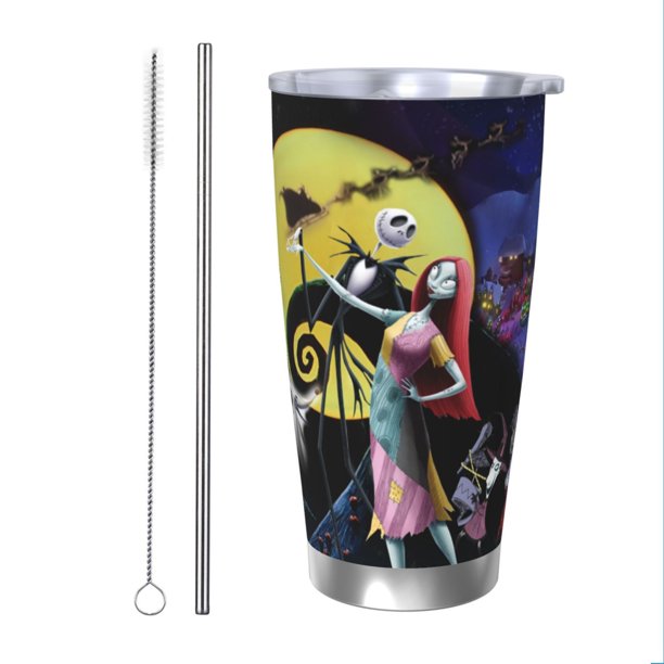 Vaso de 20 oz con tapa de Pesadilla antes de Navidad, vaso de viaje de acero inoxidable de doble pared con aislamiento al vacío, taza de café con aislamiento duradero, taza térmica con tapa