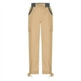 thumbnail image 5 of Shorts Womens Women's Fashion Casual Solid Color High Waist Cargo Pants A-Line Loose Wide Leg Pocket Quick Drying Long Pants, 5 of 6