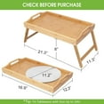 thumbnail image 2 of Bed Tray Table Folding Legs with Handles Breakfast Food Tray for Sofa,Bed,Eating,Drawing,Platters Serving Lap Desk Snack Tray (Bamboo Medium), 2 of 8
