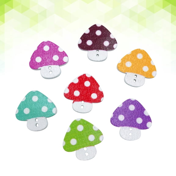 HEALEEP 50-Pack Assorted Color Round Wooden Mushroom Buttons for Sewing, Clothing, Fabric, Craft, Knitting and Crafting Projects