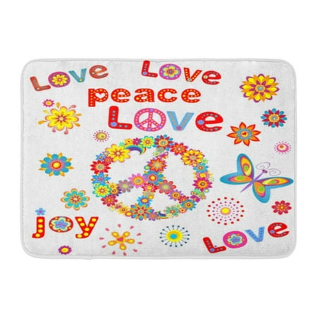 60s 70s Flower GODPOK 70S Colorful 1970S Flower Power Raster Copy 60S Back Rug Doormat Bath Mat 23.6x15.7 inch ()