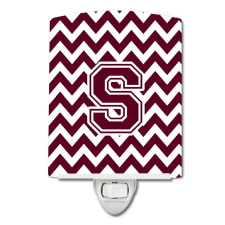 

Caroline s Treasures CJ1051-SCNL Letter S Chevron Maroon and White Ceramic Night Light 6x4x3 multicolor