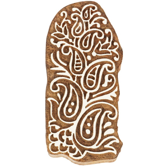 IBA Indianbeautifulart Textile Printing Block Paisleys Hand Carved Wooden Stamp Wood Block Printing Textile Stamps For Fabric/ Pottery Blocks- 3 Inch