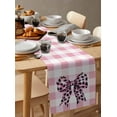thumbnail image 6 of Checkered Bow Table Runner 72 Inches, Butterfly Tie Pink Black Leopard Print Bed Runner Dresser Scarves Tabletop for Indoor Outdoor Parties/Ceremony/Banquet, 13" x 72", 6 of 8