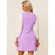 thumbnail image 4 of Vestido Midi Elegante Con color De Contraste Y Cuello En V de Manga Larga Para Mujer Morado Claro M, 4 of 5