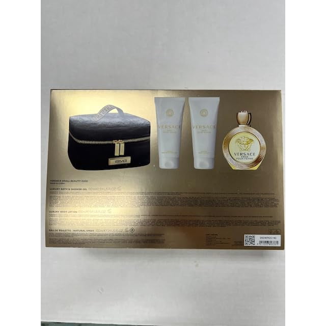 Set de fragancias para mujer Versace Eros Pour Femme, 3.4 oz, 4 piezas