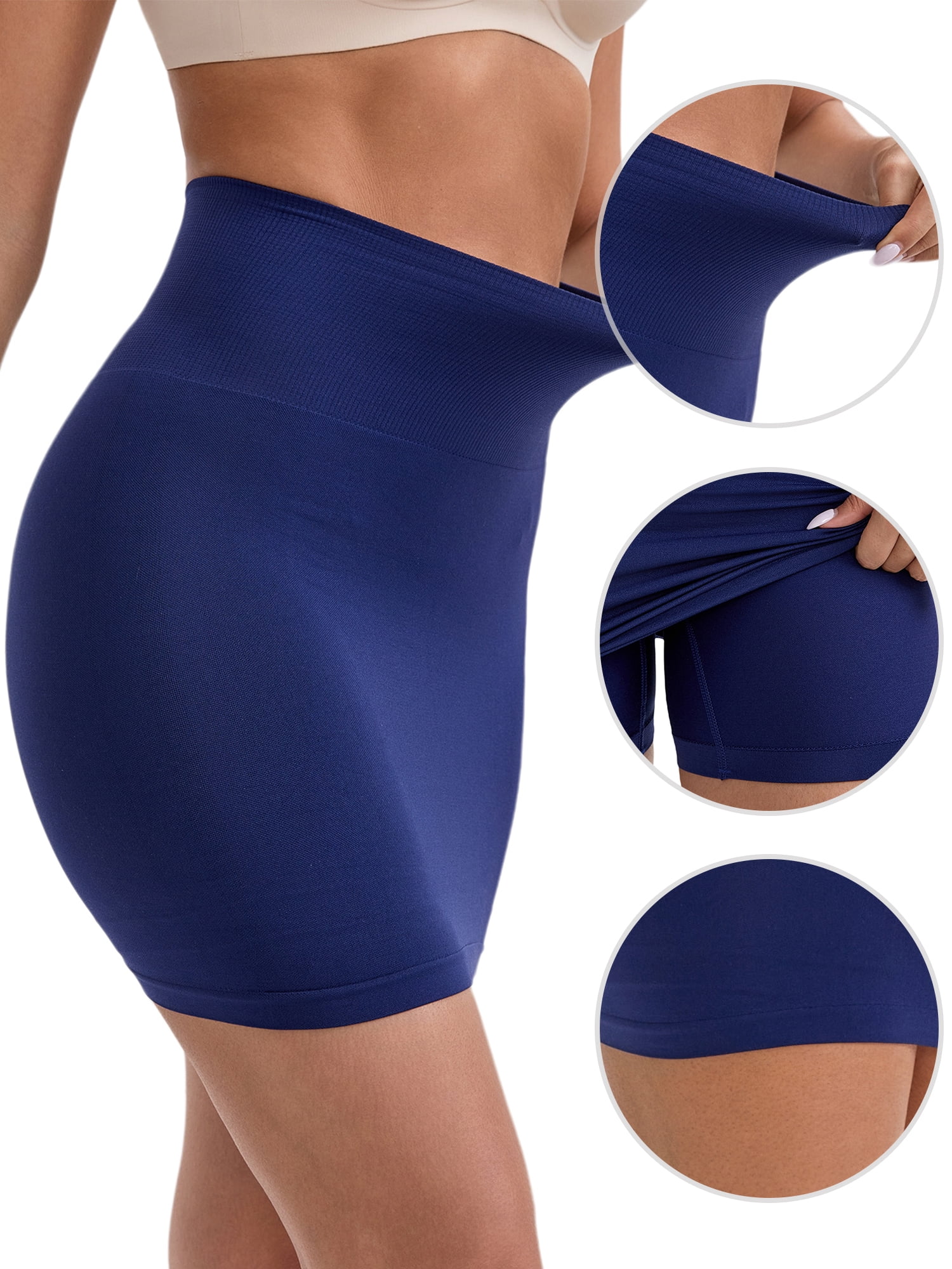DARING DIVA Women's with Leggings Tummy Control High-Waisted Half Slip S Dark Blue