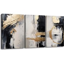 Hieng 3Pieces Canvas Wall Art Decor Modern Giclee Artwork Painting Print Gold Dripping Lips Poster Wall Art for Living Room Home Decoration（Only canvas）