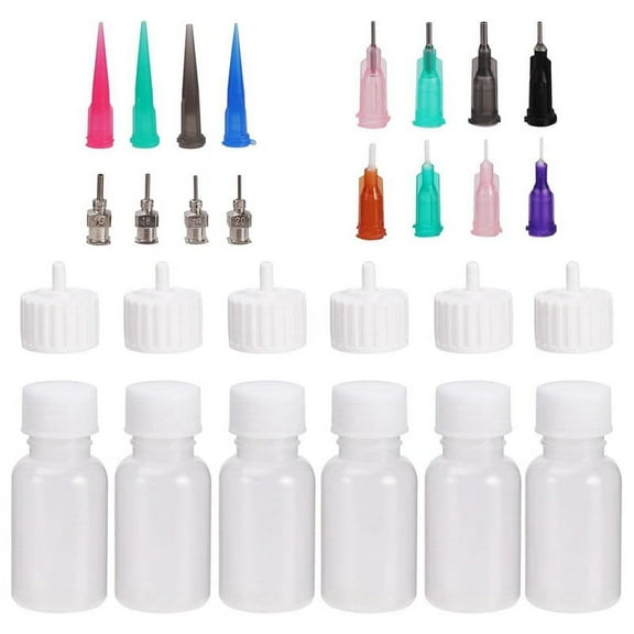 6 Pcs Glue Applicator Bottles, 30ml Plastic Squeezable Dropper Bottles for Glue Applications, Paint Quilling Craft