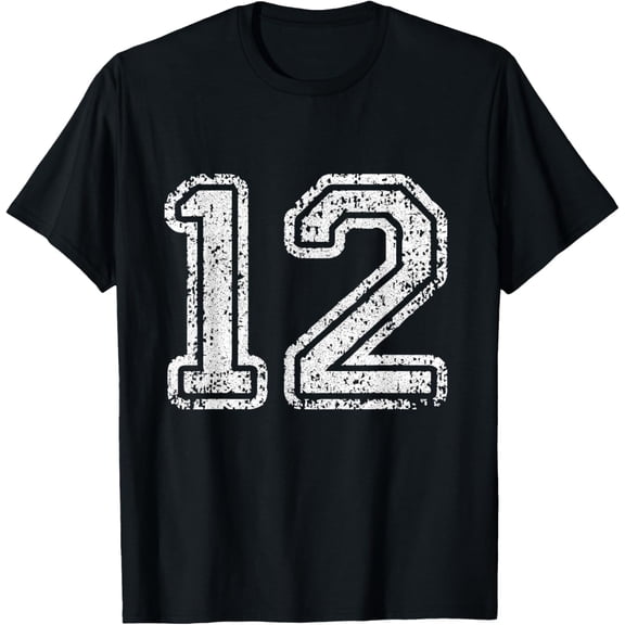 Number 12 Twelve Football Jersey Graphic T-Shirt, Men Funny Sports Fan Casual Tee