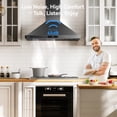 thumbnail image 3 of VIKIO 30 in Wall Mount Range Hood, 800 CFM High-Performance Ventilation, 3-Speed Fan, Convertible Installation, Matte Black, Touch Panel, LED Lights, 3 of 10