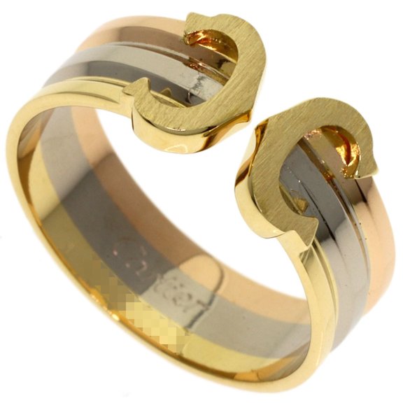 Pre-Owned Cartier 2C Ring SM #50 - 18K Yellow Gold/18K White Pink Gold Women's CARTIER