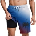 thumbnail image 2 of Runfenguu High Waisted Swim Shorts, Work Out Shorts Gym For Men Men'S Sports Shorts Breathable Running And Fitness Training Shorts Palm Tree Print Thin Three Quarter Shorts Summer Shorts Sets, 2 of 5