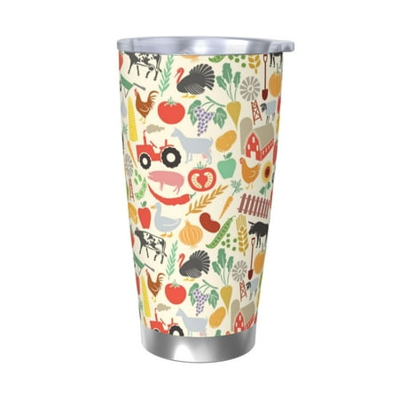 

Vsdgher Farm 20 Oz Stainless Steel Vacuum Insulated Travel Mug Coffee Cup for Home Office Outdoor Works Great for Ice Drinks and Hot Beverage -Without Straw