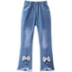 thumbnail image 3 of LNICEAR Niños Niñas Jeans Casual Color Sólido Volantes Bell-Bottoms Pantalones De Mezclilla Mediados De Cintura Acampanados Pantalones, 3 of 5