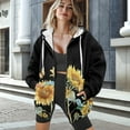 thumbnail image 3 of SCRAWLGOD Sunflower Butterfly Lightweight Hooded Zip Up Sweatshirt Women Trendy Long Sleeve Women Oversized Sweater Breathable Zipper Hoodies for Women Graphic Size XS for Office, 3 of 7