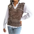thumbnail image 2 of Juebong Women's V Neck Multicolor Knitted Sweater Casual Lightweight Sleeveless Vest Jacket Coat Jumper Tops,Coffee,L, 2 of 8