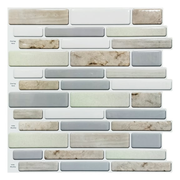 Art3d Peel and Stick Backsplash Tile Brown Marble Wall Tile 12 in. x 12 in. (10-Pack)