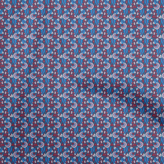 oneOone Cotton Flex Medium Blue Fabric Floral Sewing Craft Projects Fabric Prints By Yard 40 Inch Wide