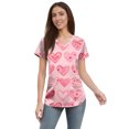 thumbnail image 3 of Valentine's Day Scrubs Top for Women Love Heart Printed Plus Size Scrubs Short Sleeve V-Neck Working Uniform Valentine's Day Caregiver T Shirts, 3 of 4